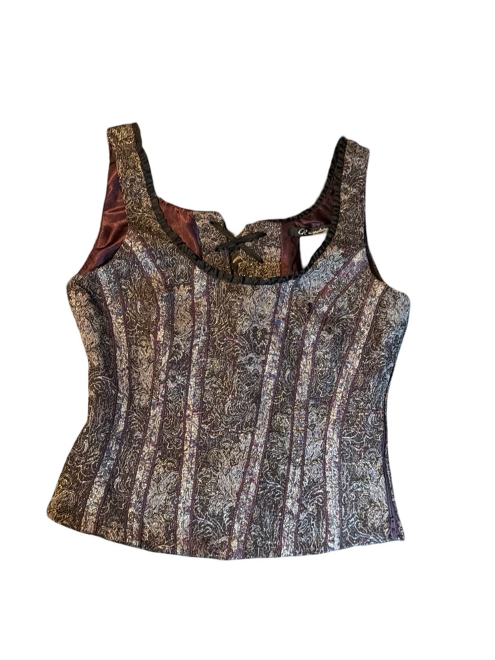 Floral Vintage, Cottagecore, structured, tapestry/medievil, brocade corset top S - Picture 2 of 9